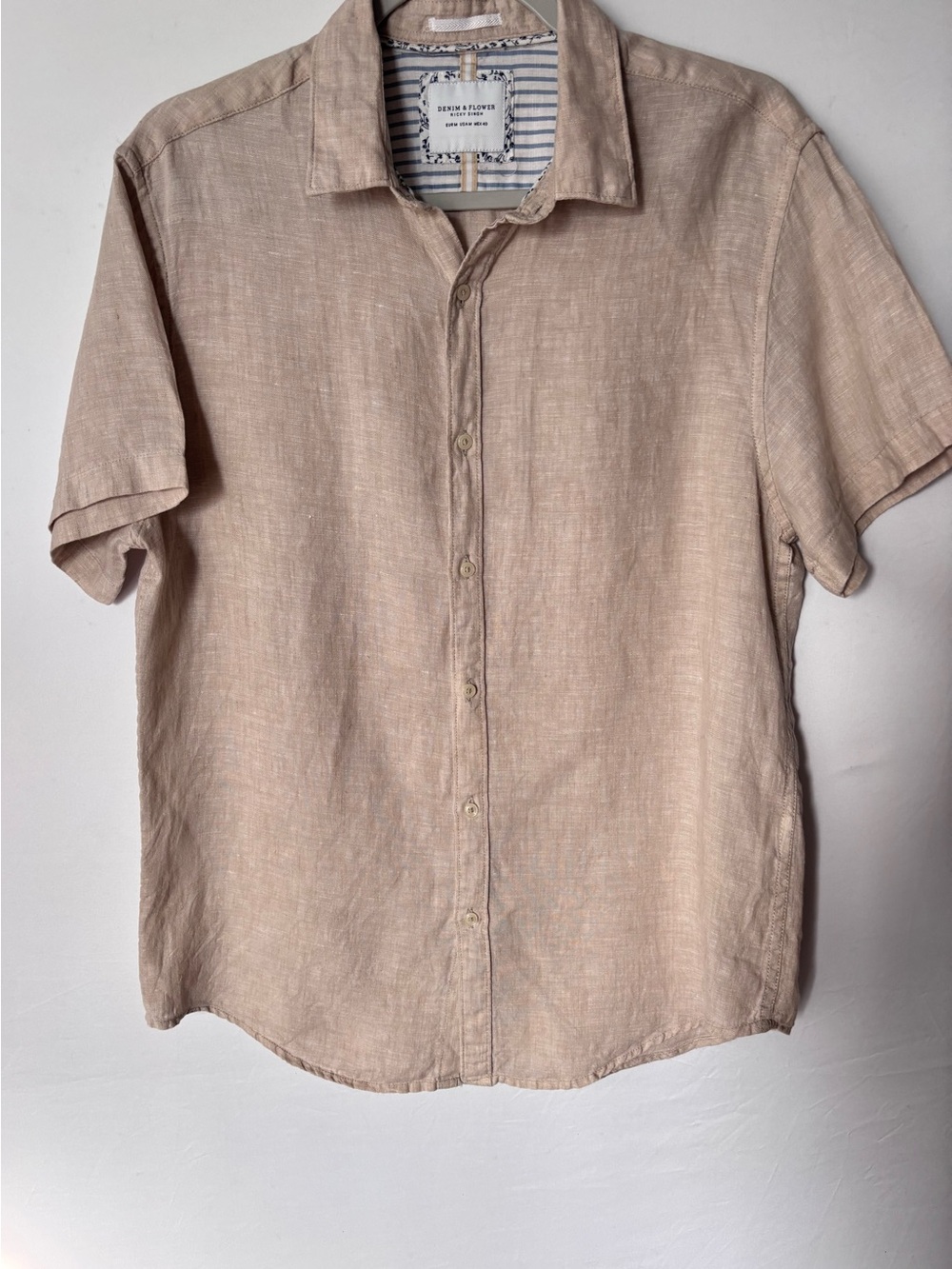 Denim & Flower Men's Short-Sleeve Button-Down Shirt in Taupe
